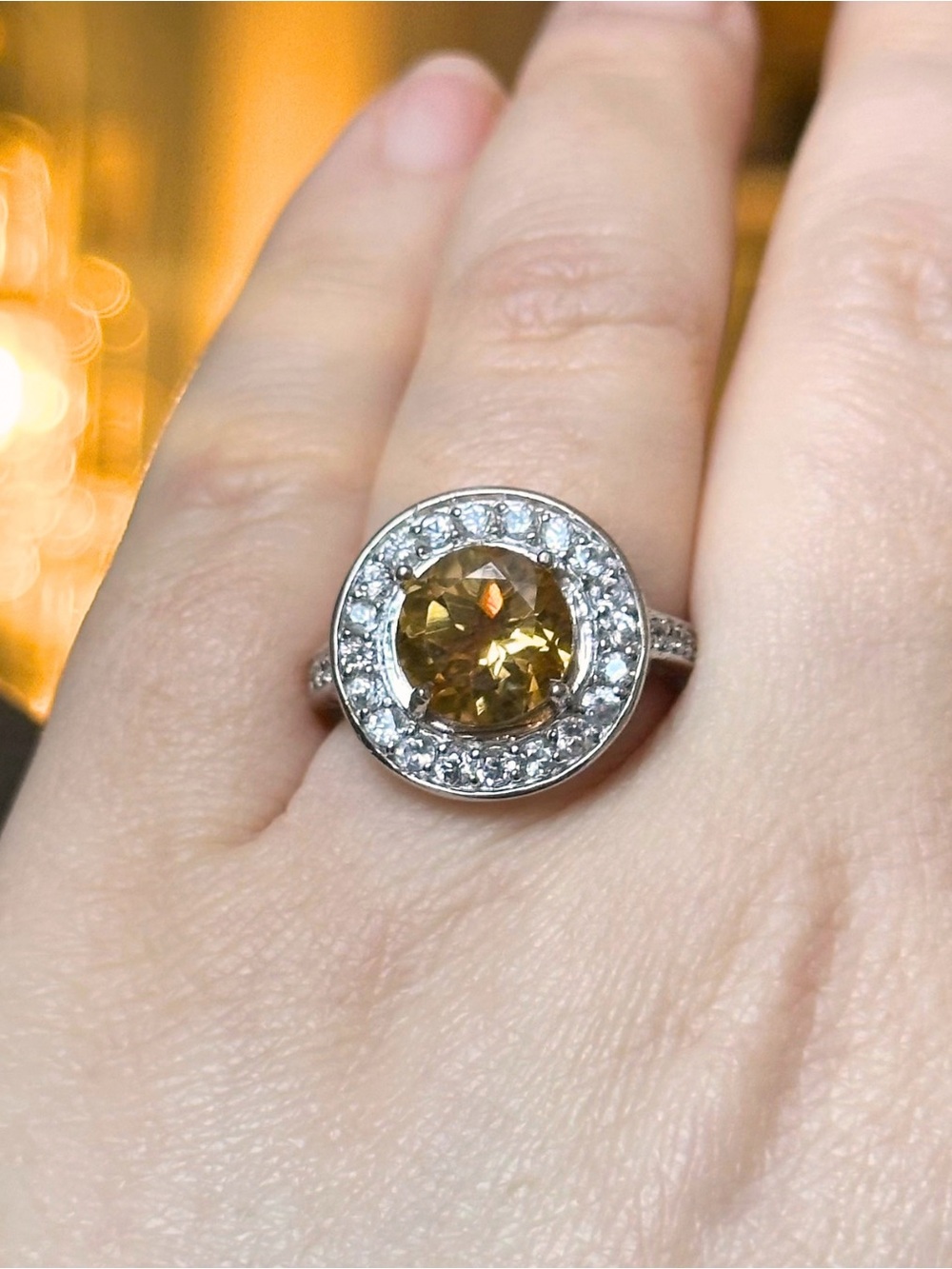 White Spinel & Citrine Sterling Ring Size 8